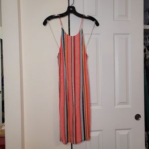 NWT Alice + Olivia Kalia Multi Striped Halter Ribbon Tie-Back Mini Dress Size S